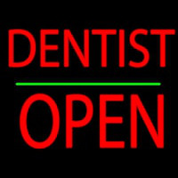 Dentist Block Open Green Line Leuchtreklame