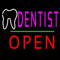 Dentist Logo Block Open Green Line Leuchtreklame