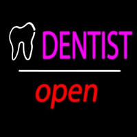 Dentist Logo Open White Line Leuchtreklame