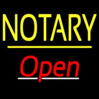 Notary Open Yellow Line Leuchtreklame