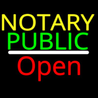 Notary Public Open White Line Leuchtreklame