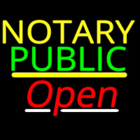 Notary Public Open Yellow Line Leuchtreklame