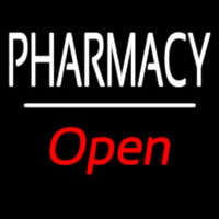 Pharmacy Open White Line Leuchtreklame