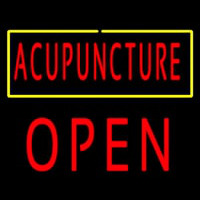 Red Acupuncture Yellow Border Block Open Leuchtreklame