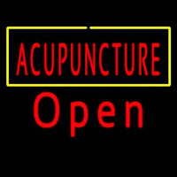 Red Acupuncture Yellow Border Open Leuchtreklame