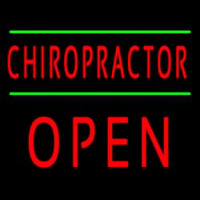 Red Chiropractor Green Lines Block Open Leuchtreklame