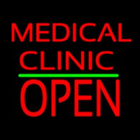 Medical Clinic Block Open Green Line Leuchtreklame