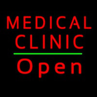 Red Medical Clinic Open Green Line Leuchtreklame