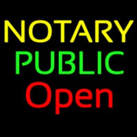 Yellow Green Notary Public Red Open Leuchtreklame