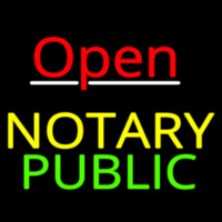 Red Open Notary Public Leuchtreklame
