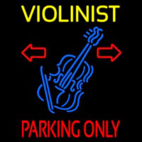 Yellow Violinist Red Parking Only Leuchtreklame