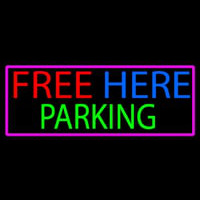 Free Here Parking With Pink Border Leuchtreklame