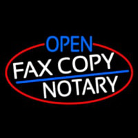 Open Fa  Copy Notary Oval With Red Border Leuchtreklame
