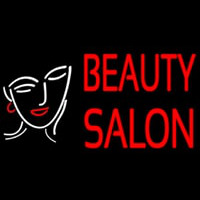 Red Beauty Salon With Girl Leuchtreklame