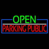 Open Parking Public With Blue Border Leuchtreklame