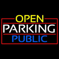Open Parking Public With Red Border Leuchtreklame