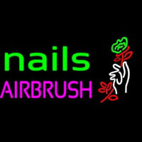 Nails Airbrush With Flower Leuchtreklame