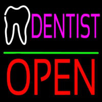 Dentist Logo Block Open Green Line Leuchtreklame