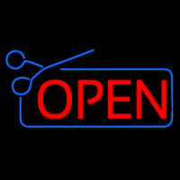 Red Open With Scissor Logo Leuchtreklame