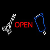 Scissor With Clipper Logo Open Leuchtreklame