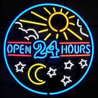 open 24 hours sun moon day BEER BAR PUB Leuchtreklame